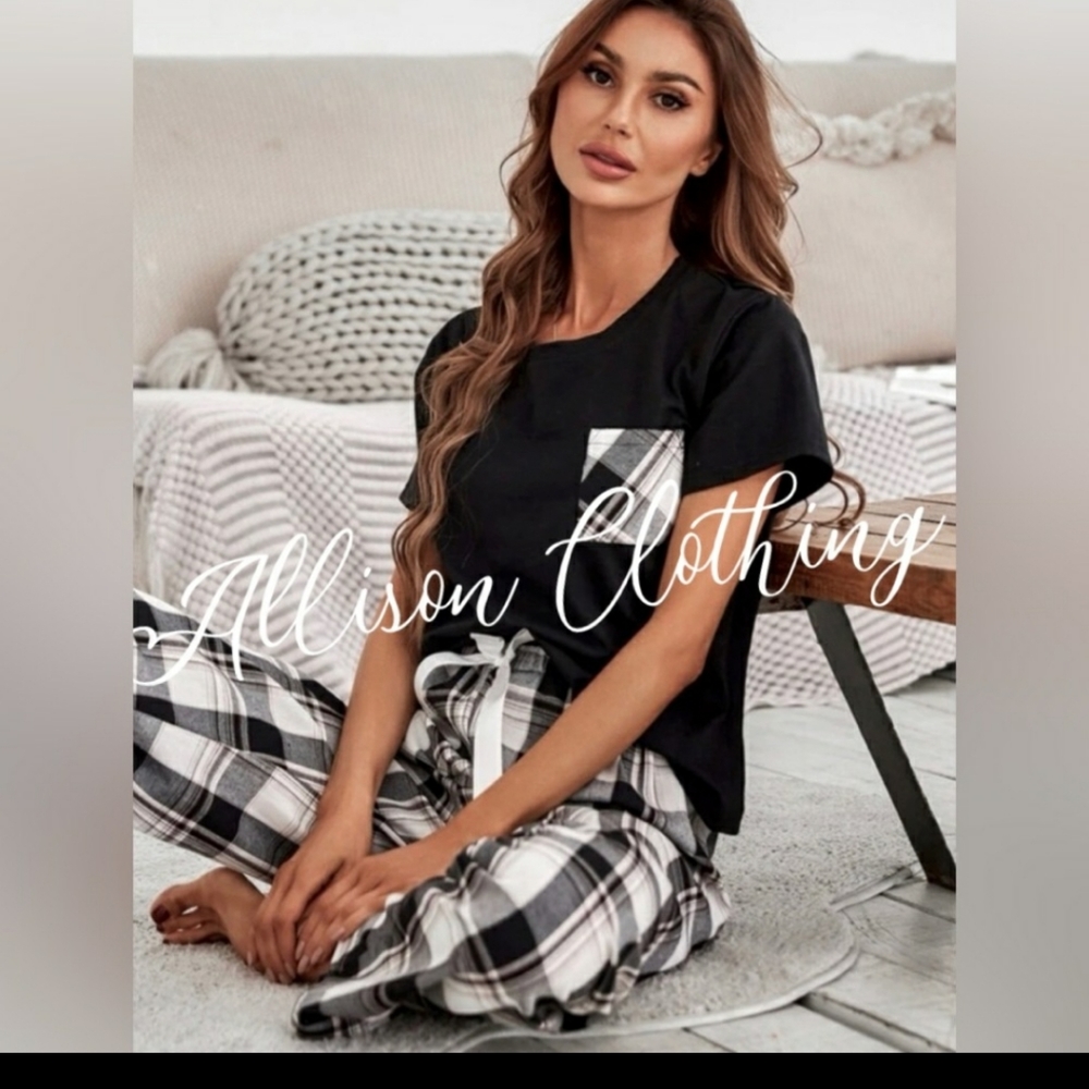 Black & White Buffalo Plaid Sleepwear Set
